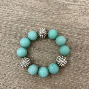 Blue beaded and rhinestone bracelet